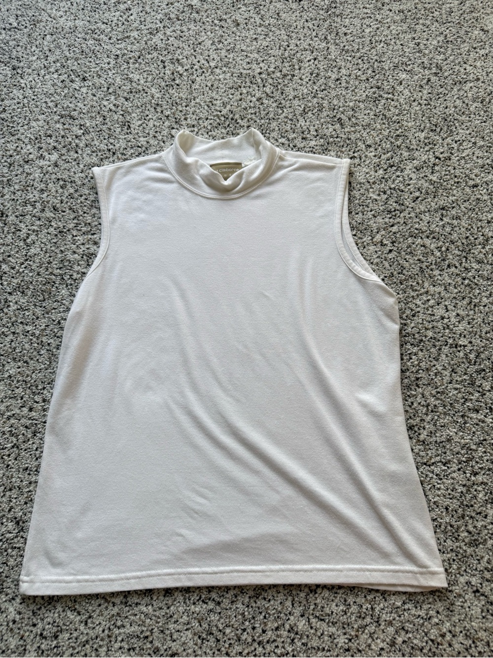 Vintage Sleeveless Mock Neck Top - White